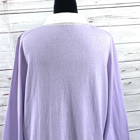 Talbots Lace Collar Pullover Sweater Purple Cotton/ Silk Trim Plus Size 1X - Picture 6 of 9